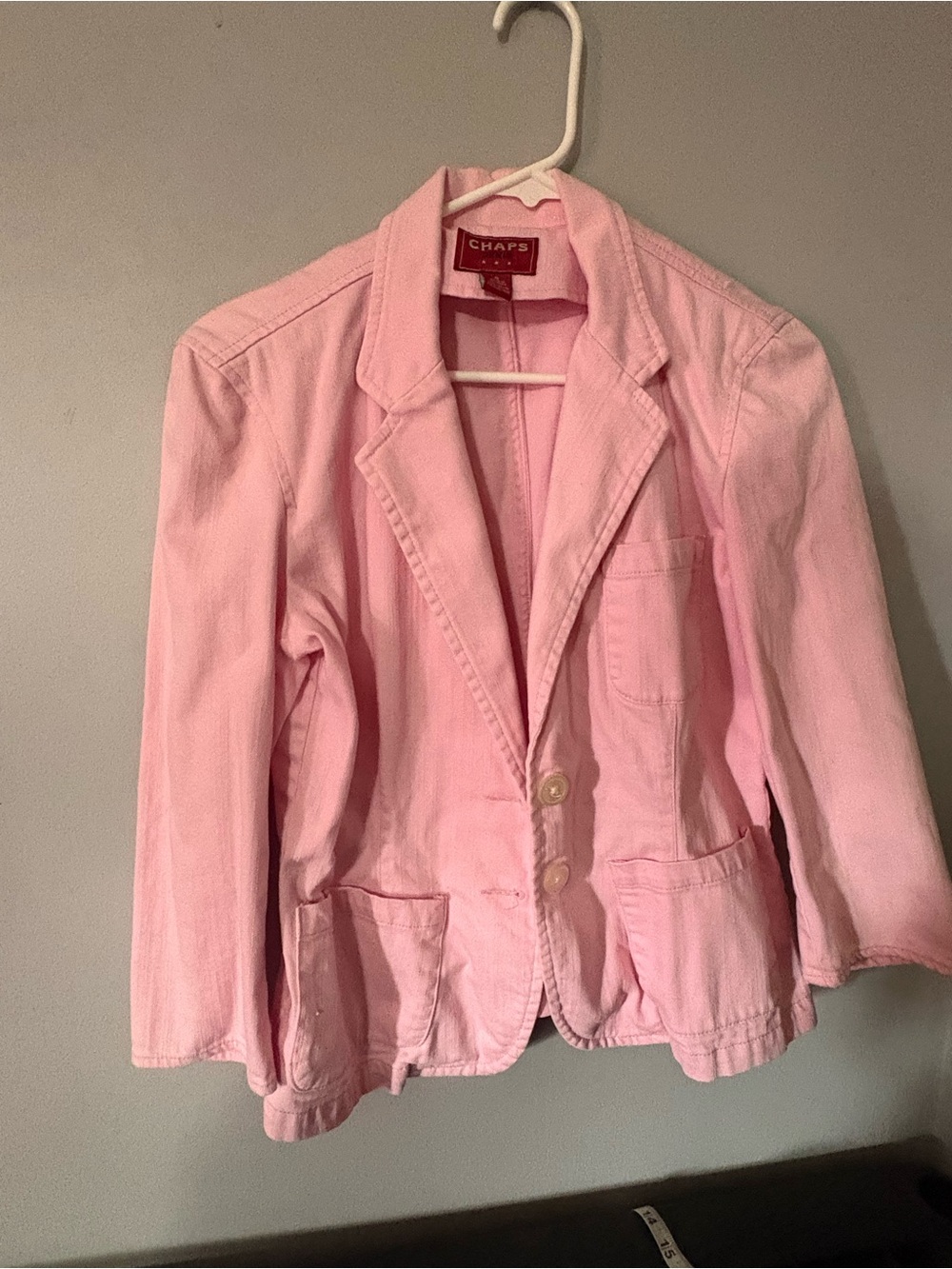 Chaps Women's Pink Cotton Denim Blazer Jacket